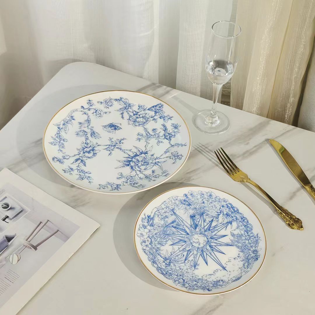 Forest blue Lion- Christian Dior, set of two plates: big and small